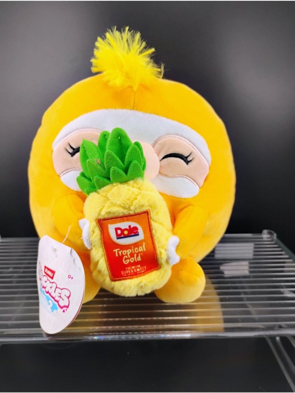 Zuru Snackles Series 2 Plush Yellow Sloth W/Pineapple Dole